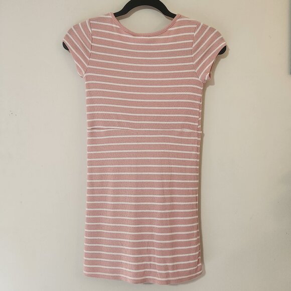 Children’s Place Girls M 7/8 Short Sleeve Pink Striped Front Bow Knit Dress - Picture 5 of 6